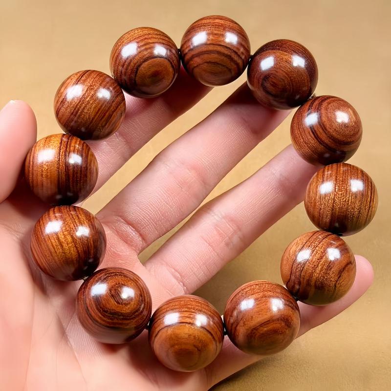 Natural Huanghuali Wood Beaded Bracelet 1Pcs Black Smooth Polished Handcrafted for Daily Wear Birthday Gift for Friends Family
