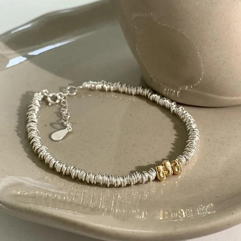 VENTFILLE Bracelet en argent sterling 925 avec perles et nœuds en bambou pour femme et fille, bijoux coréens simples, cadeau d'anniversaire, livraison directe