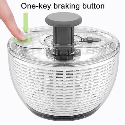 Salad Spinner 3.6/6L Large Capacity Vegetable Washer with Foldable Lid Transparent Salad Dryer Bowl Non-Slip Base One-Hand Operation Vegetable Spinner