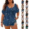Women’s Short Sleeve Cold Shoulder Top Casual Loose Fit Printed Blouse for Daily Office and Wear