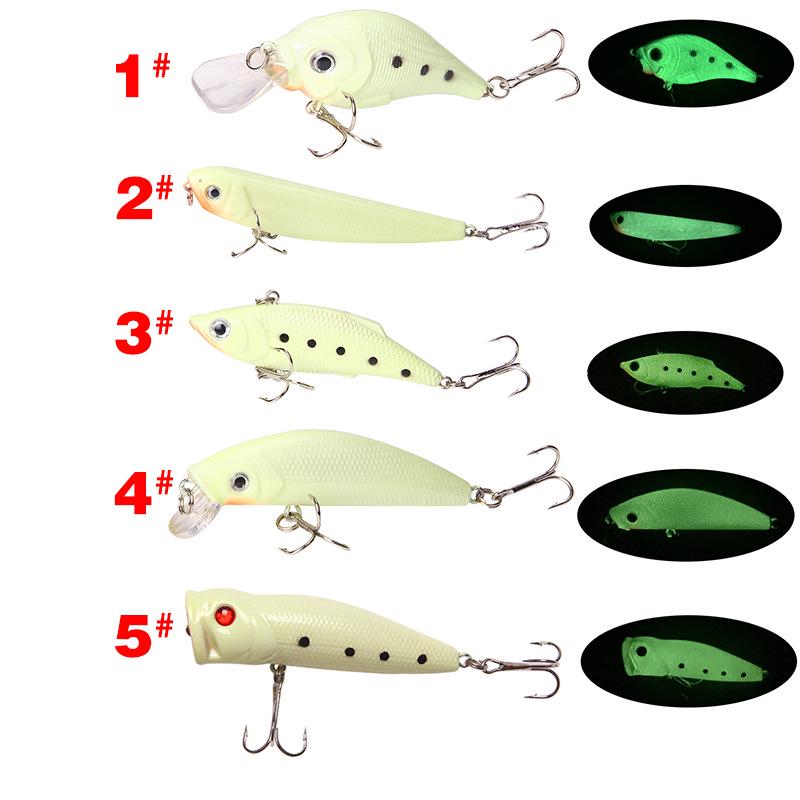 Long Casting Bass and Pike Special Lure Set with Night Glow Hard Bait and Small Fat PencilVIBMinobo Bionic Artificial Bait Fishi