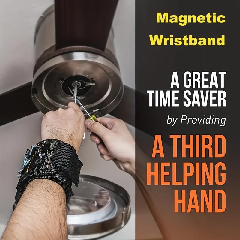 Magnetic Wristband for Screws, Nails, Bolts & Drill Bits - Unique Support Design - Perfect Gift for Handyman, Electrician, Car Repair