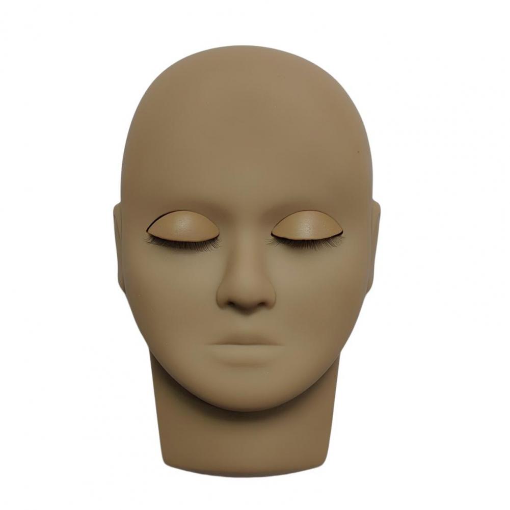 Lash Mannequin Head Simulated with Removable Eyelids False Eyelash Extensions Practice Head Model Makeup темно-коричневого