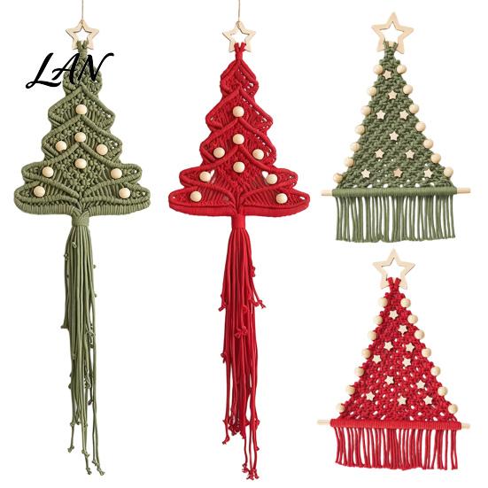 Crafting Supplies for Beginners Braided Christmas Tree DIY Kit, Make 2 Cotton Rope Trees, Boho Knot Craft Parent Child Activity Kits Set with