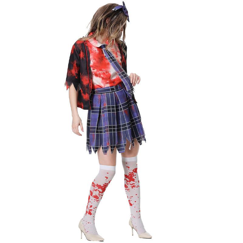 New female Halloween vampire costume shirt and tie short pleated skirt zombie role-playing suit