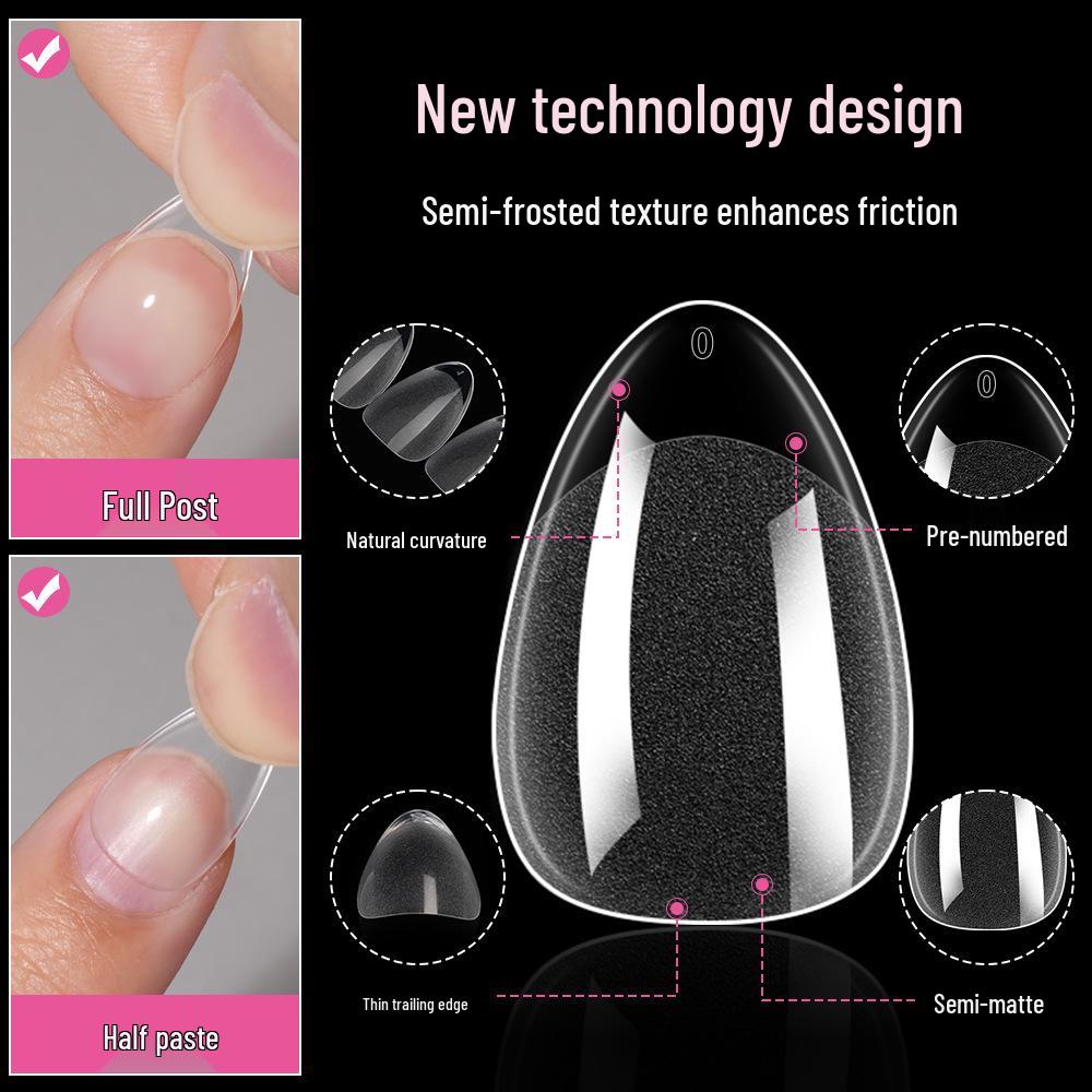 Semi-Frosted Extra Short Almond Seamless Nail Tips, 120 Pieces, Includes Carving and Grinding Options