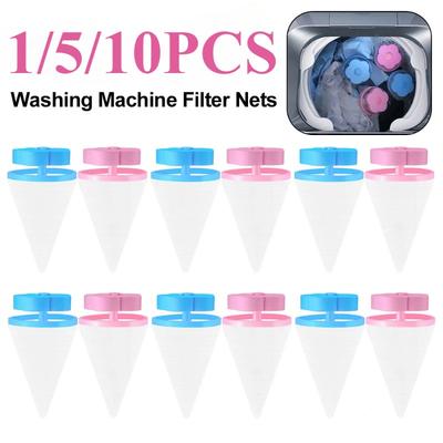 1-10pc Washing Machine Hair Filter Bag Floating Lint Hair Catcher Pet Hair Remove Dirt Collection Pouch Household Lint Mesh Bag