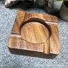 Retro Walnut Solid Wood Ashtray: Creative, Durable, Large-Slot Engraved Design – Perfect for Home or Hotel Use