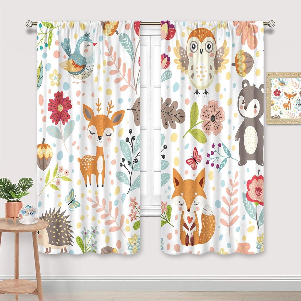 Abc Alphabet Kids Curtains Sheer Pocket Cartoon Animal Baby Boys Bedroom Decor Child Nursery Funny Learning Educational Fabric