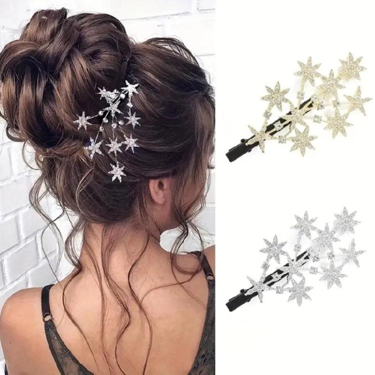 Star Duckbill Hair Clip with Rhinestones Designs Suitable for Trendy Women Everyday and Festive Use Casual Wear