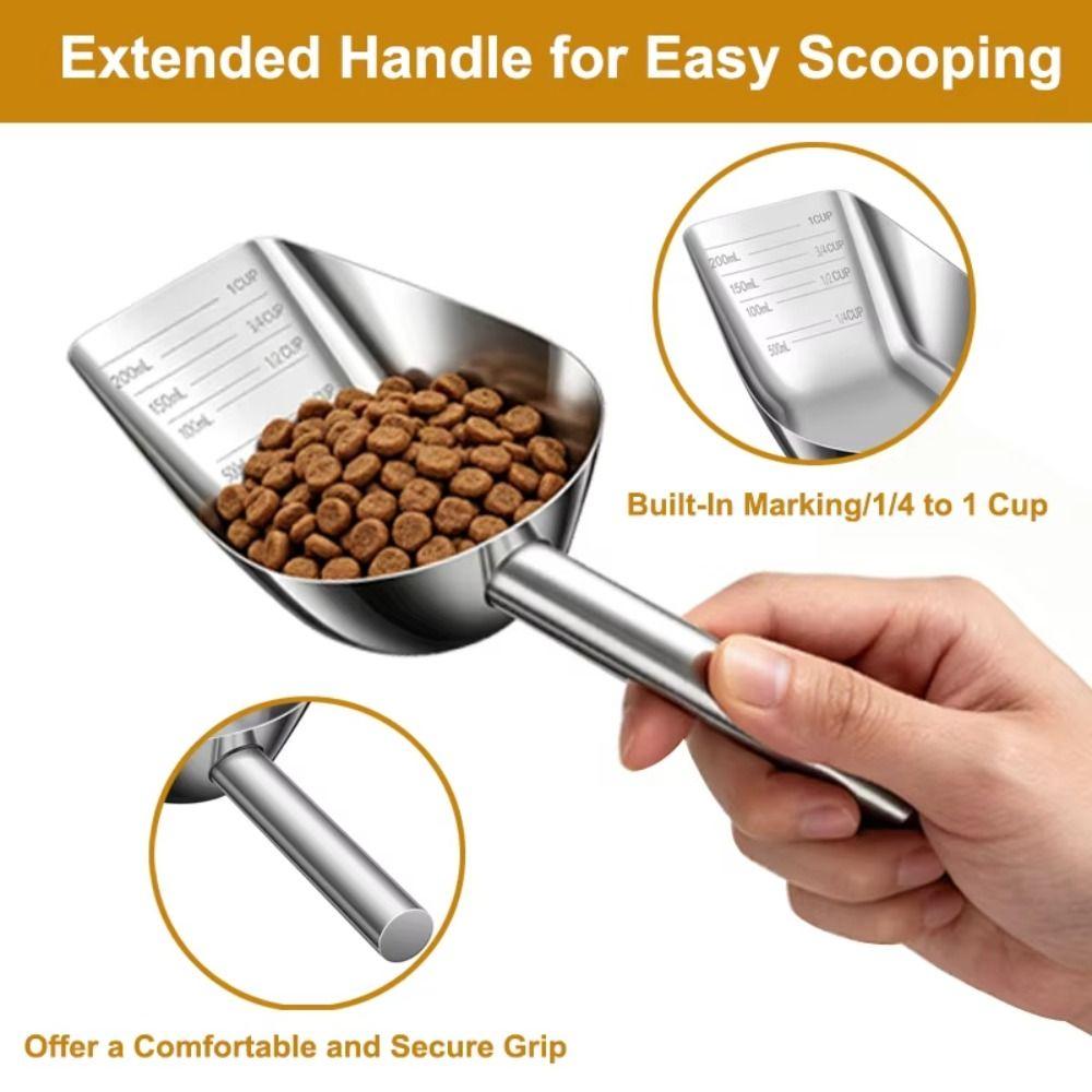 Stainless Steel Food Measuring Cup Ergonomic Handle Ice Scoop High-Quality Pet Food Scoop Candy