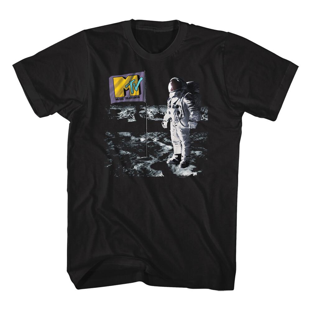 MTV Music Television Men039;s T Shirt First Man On The Moon Black Cotton SM5XL  Unisex T-Shirt XXL