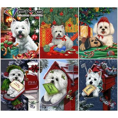 5D DIY Full Drill Diamond Embroidery Painting Christmas Dog Diamond Mosaic Animal Picture Of Rhinestone Decor For Home