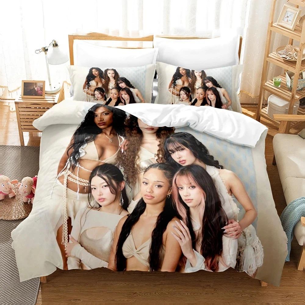 New 3D Girl Group K-Katseye Duvet Cover Pillowcases Global Pop Idol Band Print Bedding Set  Polyester Bedroom Decor