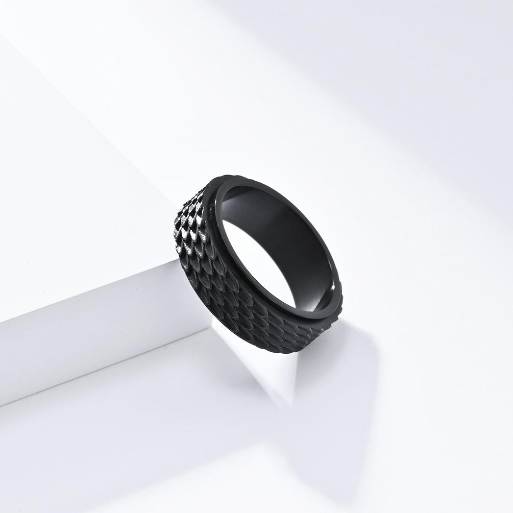 Vintage National Wind Dragon Scale Rotatable Men's Decompression Stainless Steel Finger Ring