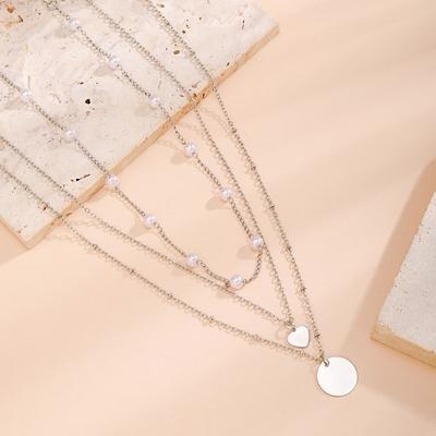 Multi Layer Metal Sequins Pearls Necklace For Women Seeking Unique Dark Style And Fashionable Statement