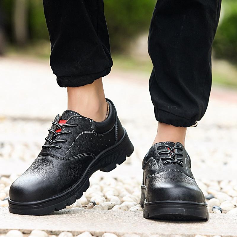 Labor Insurance Shoes Men's Breathable Anti-smash and Anti-stab First Layer Cowhide High Temperature Special Outsole Work Shoes