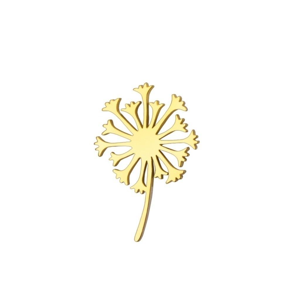 Gold Color Blowball Brooch Stainless Steel Women Brooch Minimalist Flower Lapel Pin  Daily