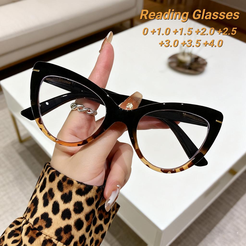 Neue modische HD Großrahmen Cat-Eye Damen Lesebrille Ultraleicht Neutral Hochwertig Blaulichtfilterbrille