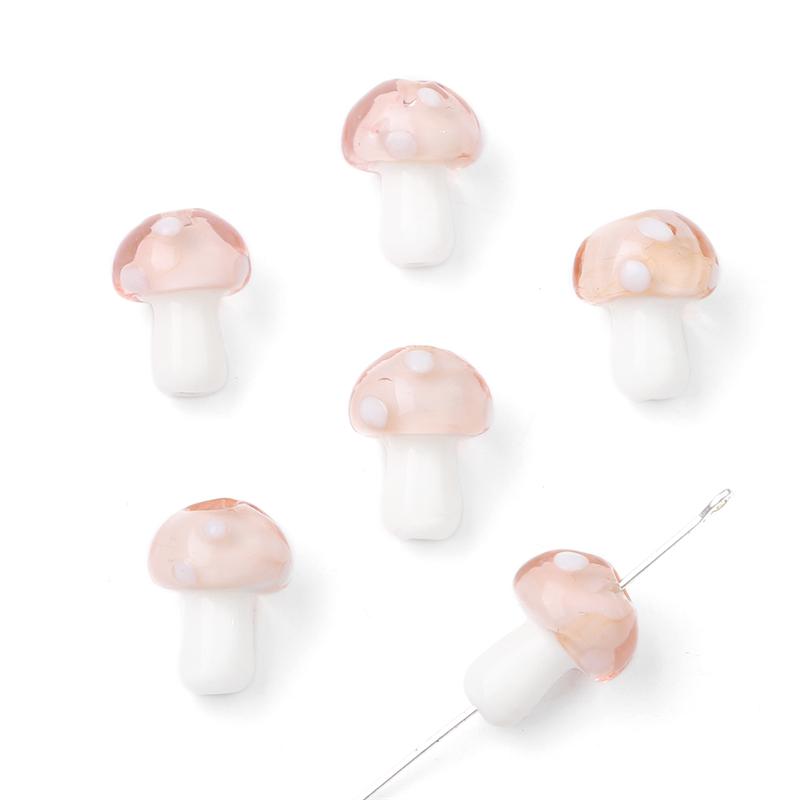 5-25Pcs Glazed Mushroom Glass Beads For DIY Jewelry Making Necklace Bracelet Earrings Craft Accessories