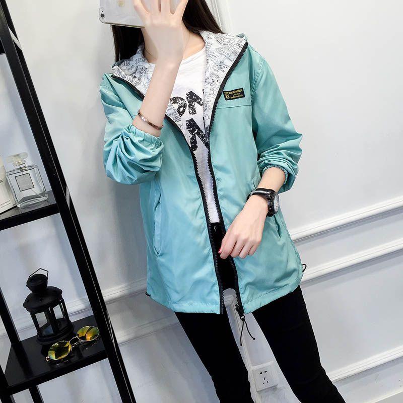 Stylish Women Jacket Coat With Zipper And Pockets Featuring Cartoon Print Design