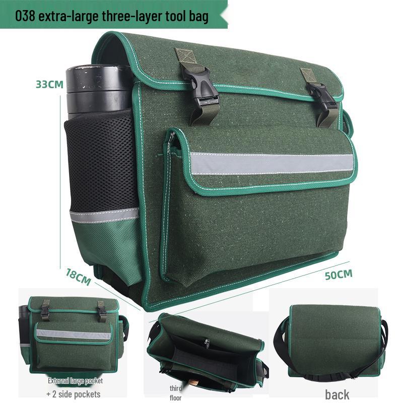 Sturdy Multifunctional Canvas Electrician Tool Bag - Durable, Wear-Resistant Hardware Organizer Pouch