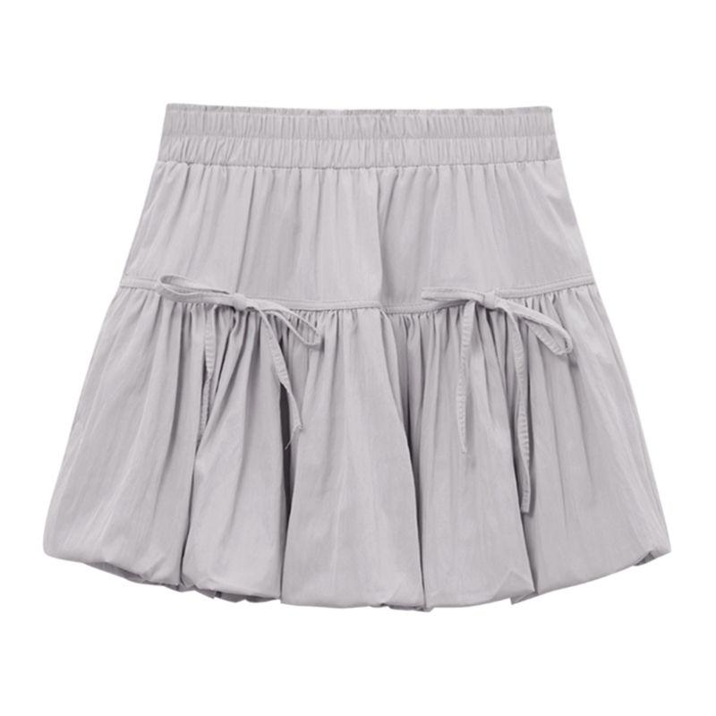 French Sweet Minority Design Sense Bow Flower Bud Skirt Female Autumn 2024 New High Waist Slim A-line Fluffy Casual Skirts