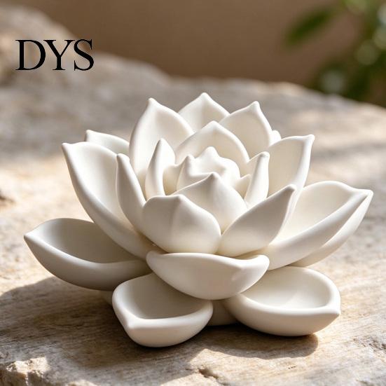 Home Office Zen Ornament 3D Printed Lotus Figurine, Elegant Incense Holder, Burner for Style Table Meditation Room Tea Decor