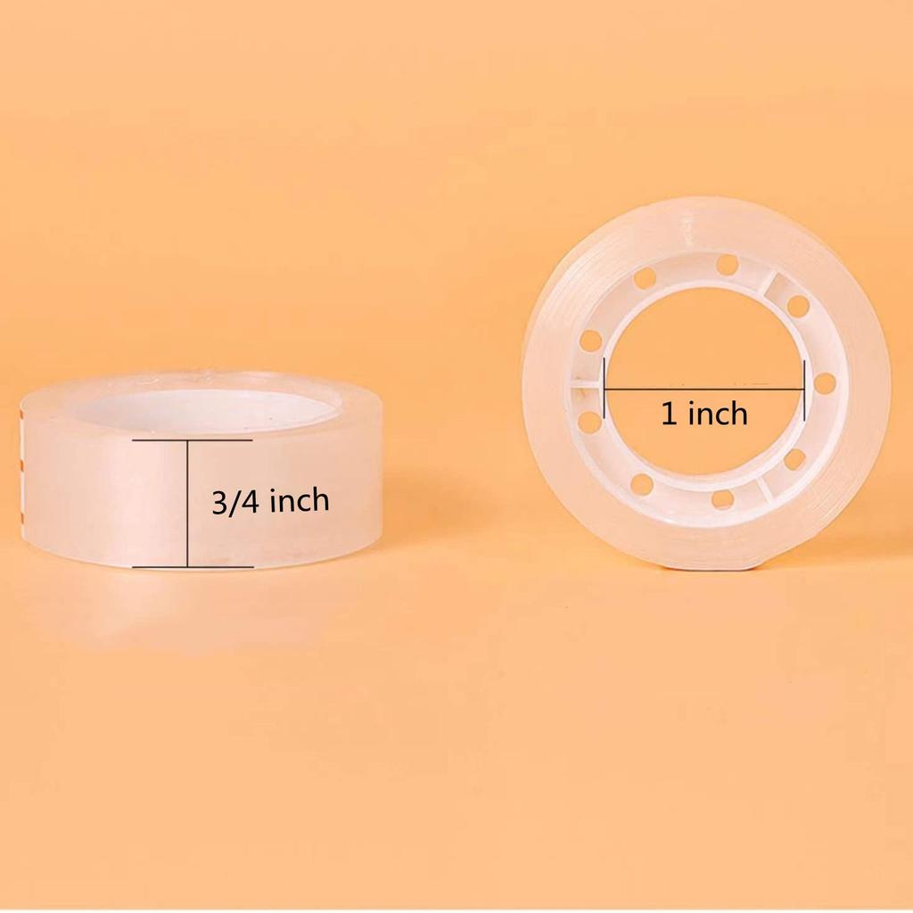 12 Rolls Transparent Tape Refills Rolls 3/4-Inch x 720 inch, 1 inch Core, Clear Gift Wrapping Tape Refill Roll for Office, Home, School