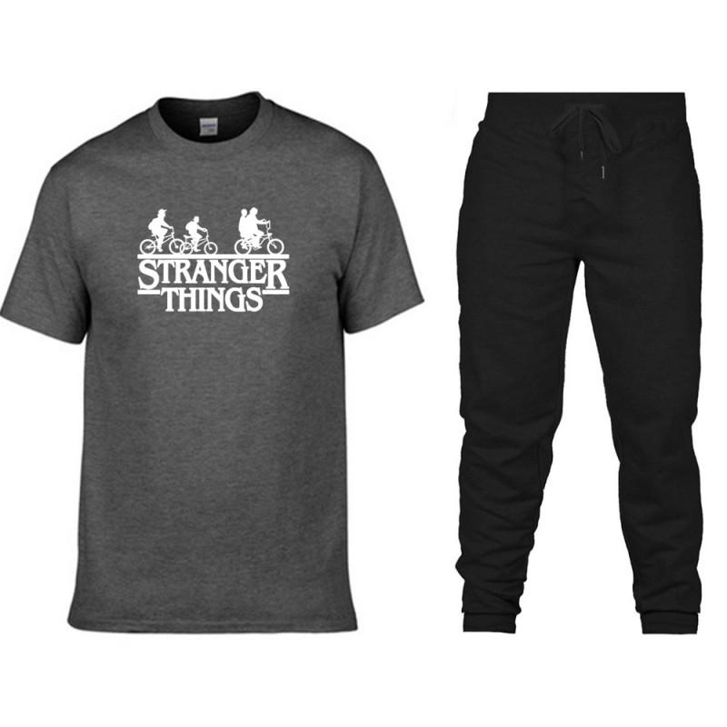 Mens Cotton Short Sleeve T-Shirt Pants Set Casual Sportswear Outfit Teens Young Adults