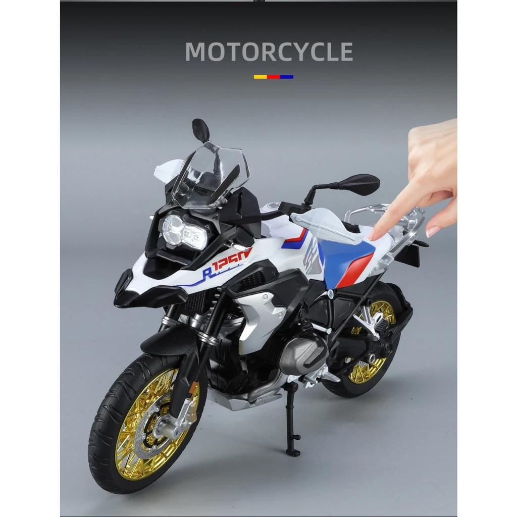 1/9 BMW R1250 GS ADV Alloy Racing Motorcycle Diecasts Street Sports Motorcycle Model Simulation with Light Collection Kids Toys Gift