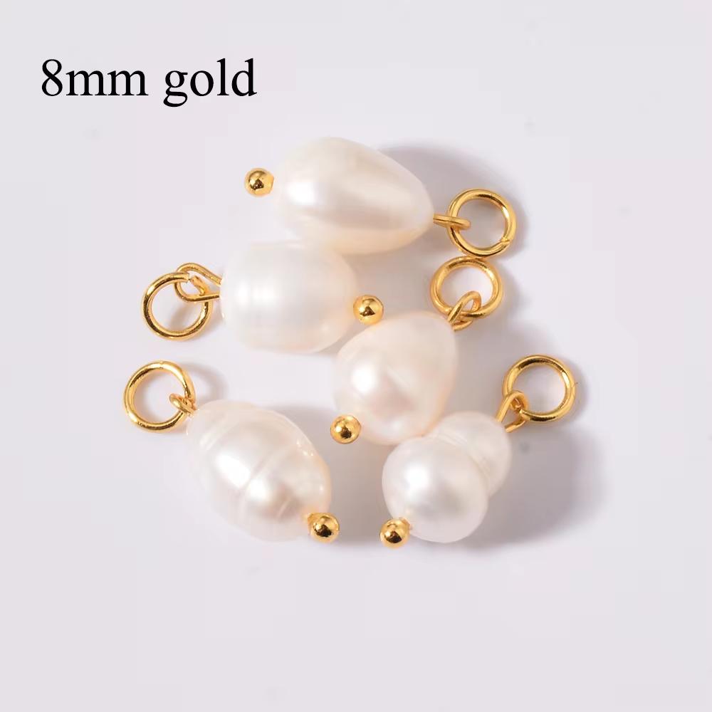 10Pcs/Lot Wholesale Natural Pearl Charm Stainless Steel Jewelry Making Bracelet Necklace DIY Bead Findings