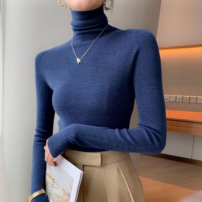 Autumn Winter New Fashion Long Sleeve Half High Collar Bottoming Shirt Solid Women's All-match Knitting Chic Tops