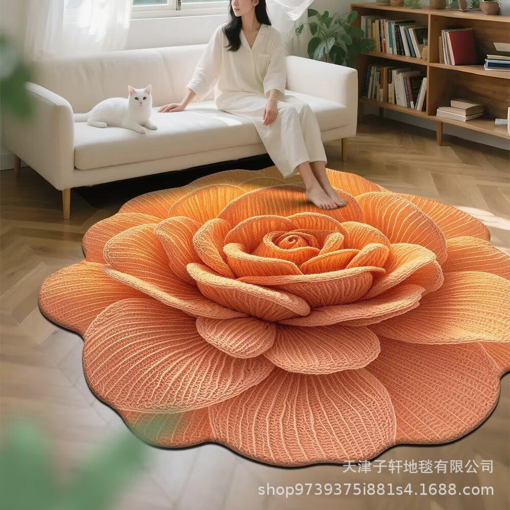 3D Flower Living Room Decoration Carpet Bedroom Bedside Carpet Bathroom Absorbent Mat