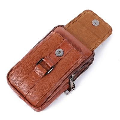 Men Cowhide Leather Waist Bag Cell Phone Belt Pack Simple Portable Mini Pocket Outdoor Casual Wallet Pouch Sport Fanny Pack