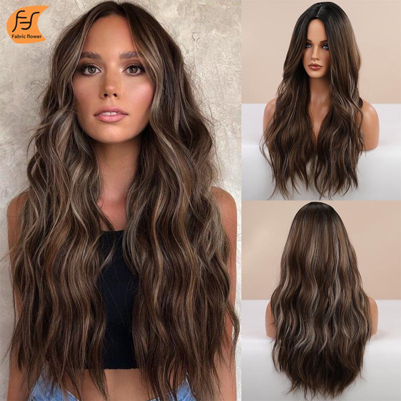 

Волосы средней длины, черный, коричневый, смешанный цвет, химическое волокно, высокотемпературная нить, длинный кудрявый парик