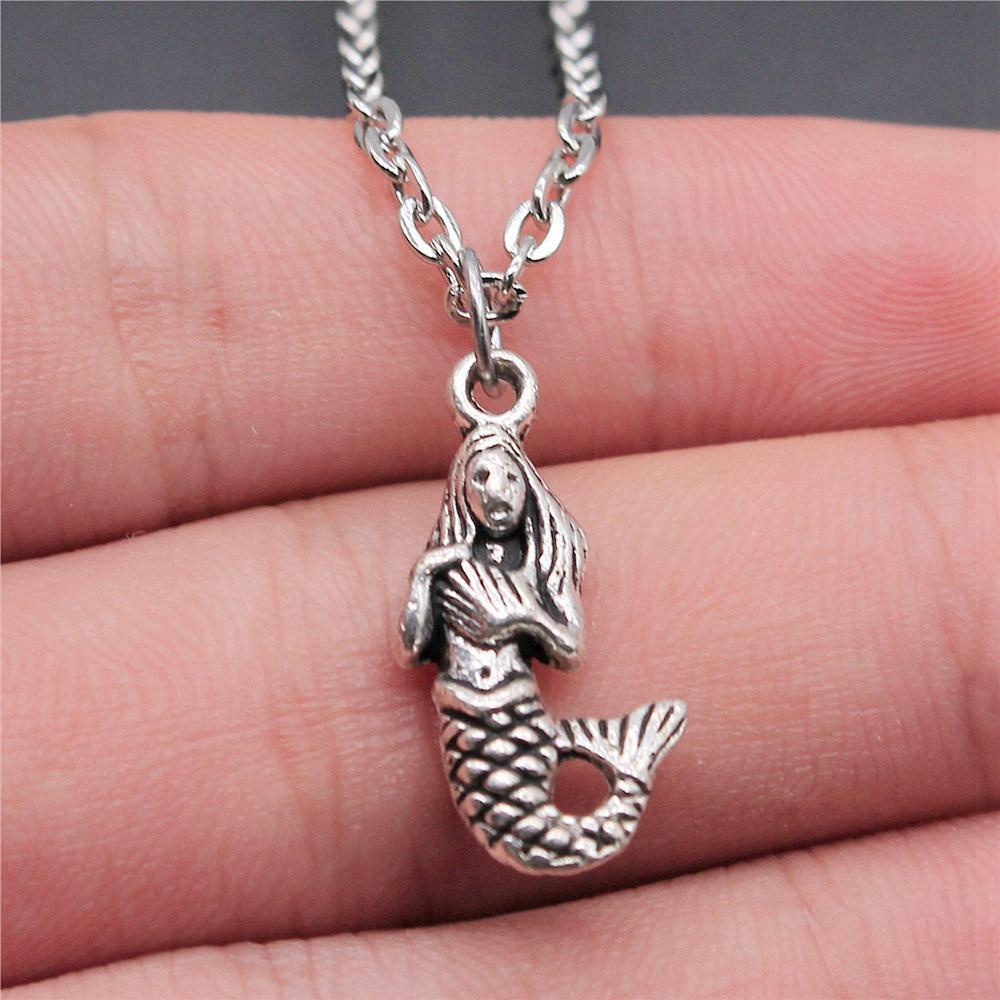 Mermaid Dolphin Ocean Life Pendant Antique Bronze Metal Men Collar Necklace Fashion Gift