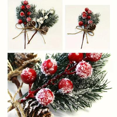 Christmas Ornament Artificial Pinecone Snowflake Xmas Tree Decor Christmas Pine Cone Rope Home Decor Fake Holly Branch New Year