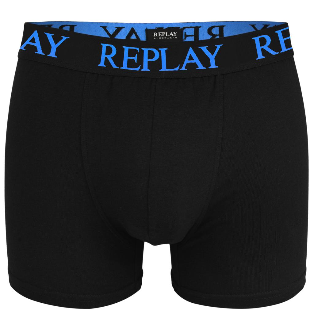 Replay Black Blue Men's Logo Boxer Briefs Set of 2