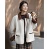 Demana Faux Shearling & Corduroy Colorblock Lapel Coat