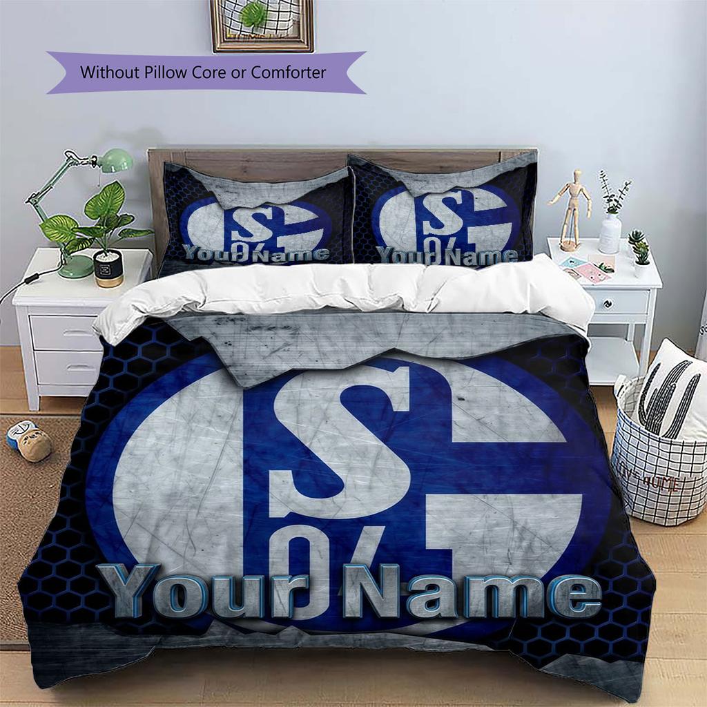 FC Schalke 04 Custom Name Pattern Bedding,Quilt Set Quilt Cover Pillowcase Home Birthday Gift(1 * Duvet Cover + 2 * Pillowcase, Without Core)