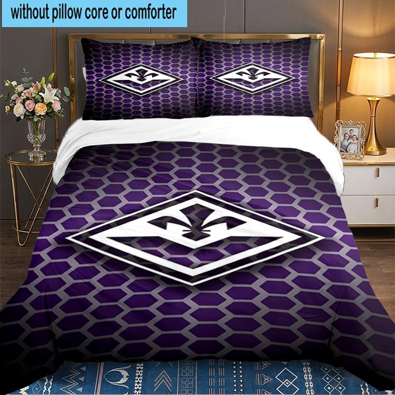 3PCS Fiorentina Football Club Bedding set,Ideal for1pc Duvet Cover And 2pcs Pillowcases Perfect for Christmas gift,Ideal for Bedroom, Dormitory