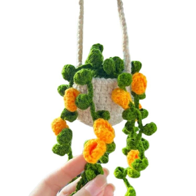 Handmade Crochet Car Styling Plant Succulent Car Plant Ornamentos Decoration