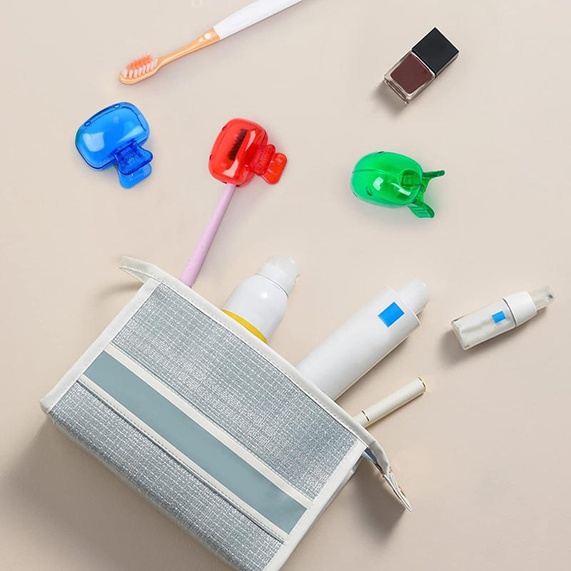 5PCS Travel Toothbrush Covers - Plastic Clip Protector Caps Portable Hygienic Household Case