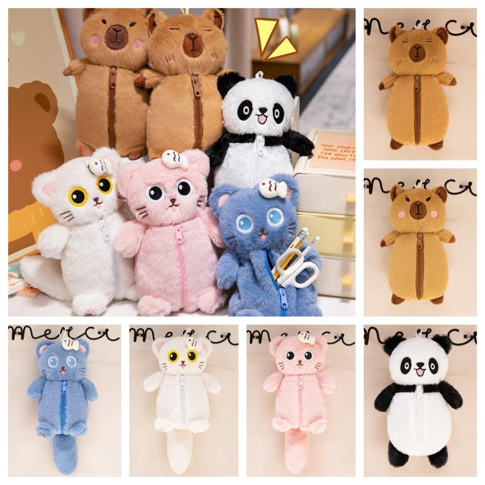 

Cat Plush Capybara Pen Bag Multi Functional Cartoon panda Pencil Case Teens Girls Boys Style 3