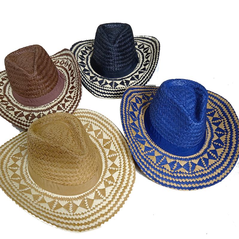 Straw Western Cowboy Hat Hand Made Beach Felt Sunhats Party Cap For Man Woman Curling Brim Cap Sun Protection Unisex Hats
