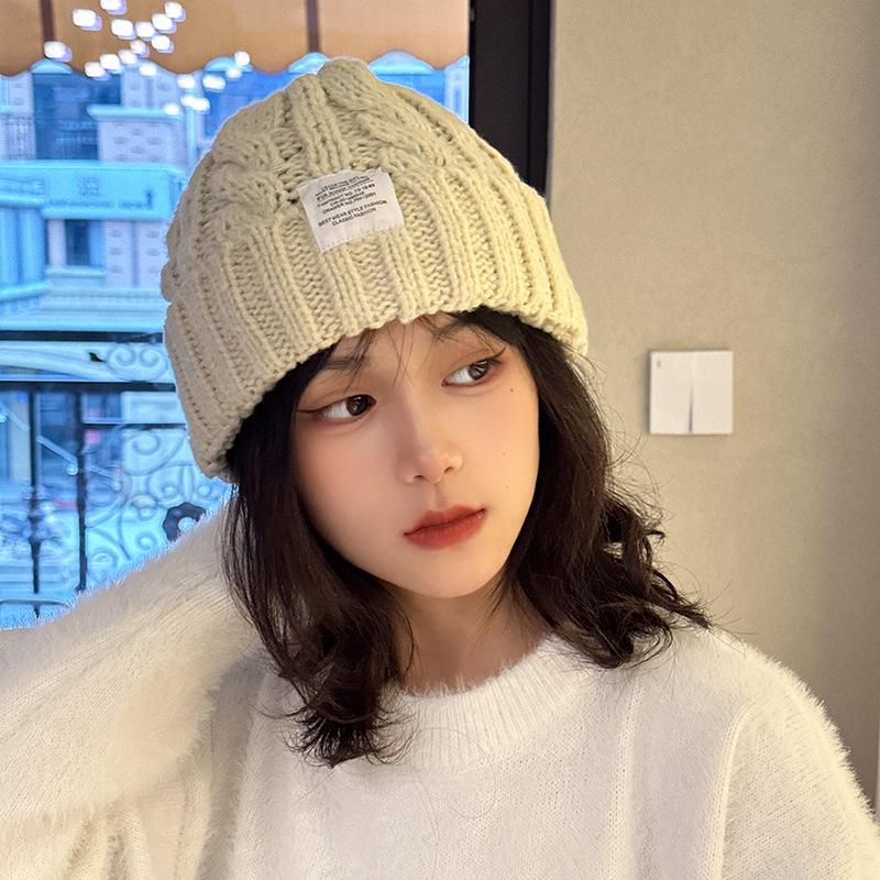 Luochi Women s Solid Color Wool Knit Hat - Warm, Versatile Korean Style for Autumn and Winter Cycling