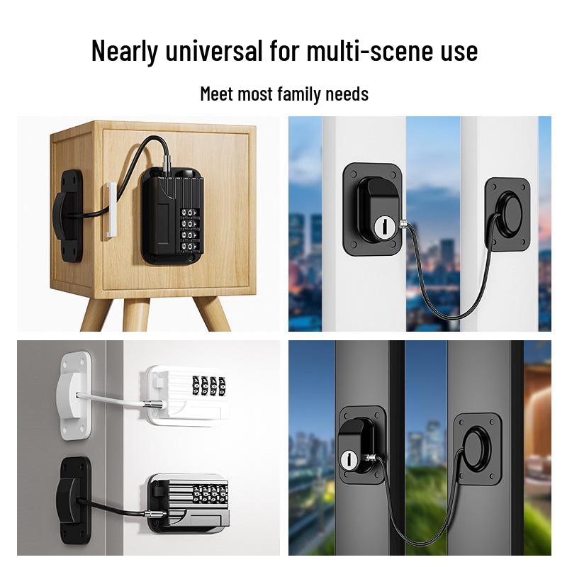 Lacăt de siguranță combinat fără perforare pentru frigidere, sertare, dulapuri și uși glisante - Anti-furt și protecție pentru copii.