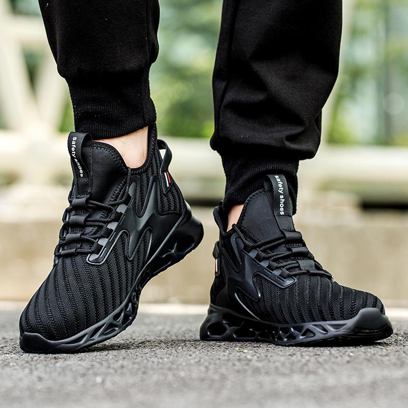 Zapatos de seguridad para el trabajo transpirables para hombre, botas de trabajo con puntera de acero antigolpes, zapatillas de trabajo indestructibles para construcción, zapatos para hombre