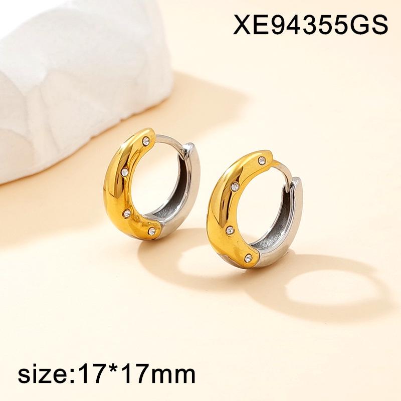 18K Gold Plated Titanium Steel Geometric Studs & Hoops Earring Set for Women - European & American Style